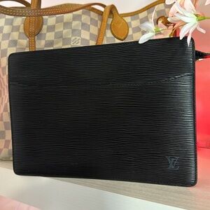 Louis Vuitton Black Epi Pochette Homme Clutch Bag